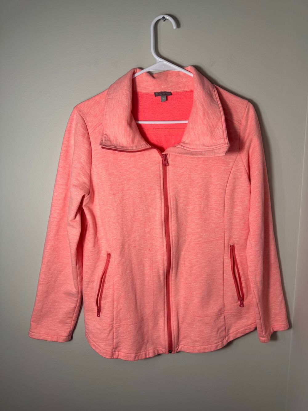 T by Talbots Peach Pink Athletic Zip Up Sweatshirt Size Medium